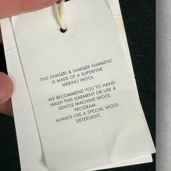 NWT Samsoe 100% Merino Wool Green Crew Neck Lightweight Sweater Mens Size XL New - Picture 6 of 15